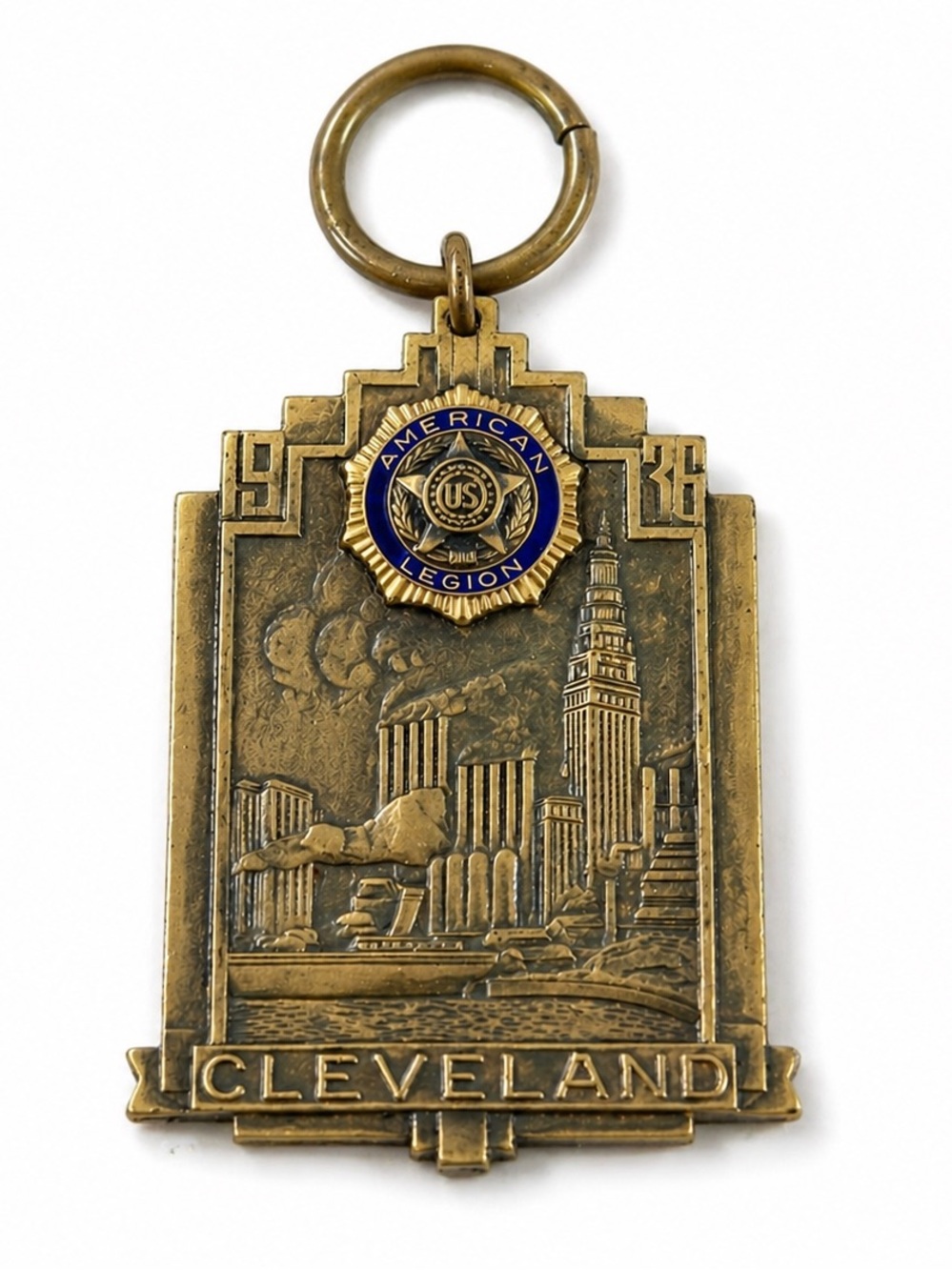 Vintage American Legion Cleveland Medal Keychain John R McQuigg Past Commander